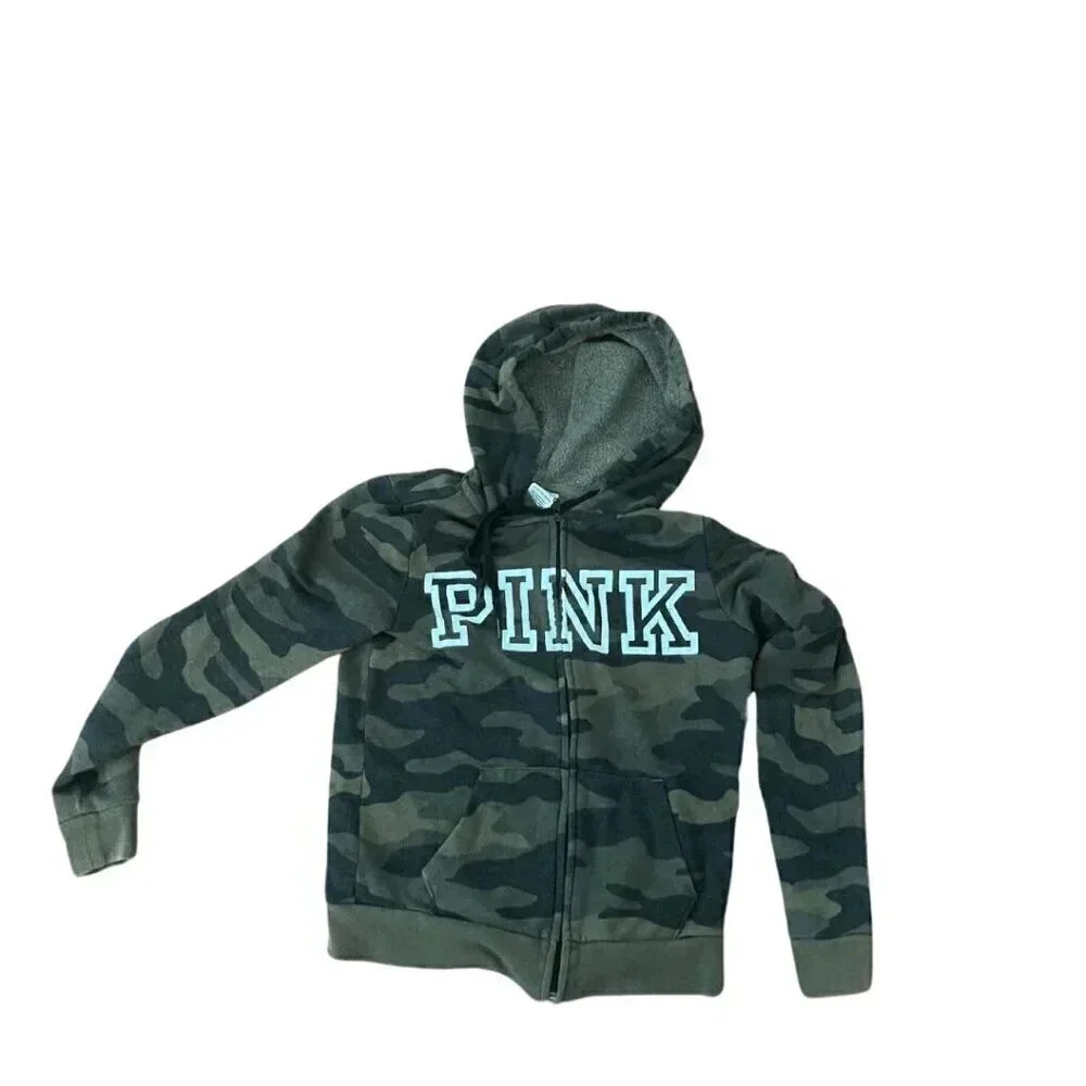 🌟 Victoria's Secret Camo PINK Zip-Up Hoodie - XS